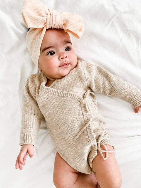 Knit Bodysuit - Beige Speckle: 3-6 Months
