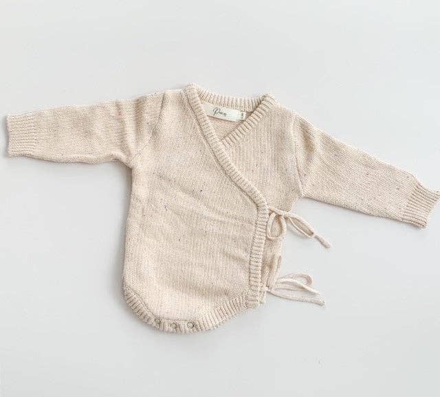 Knit Bodysuit - Beige Speckle: 3-6 Months