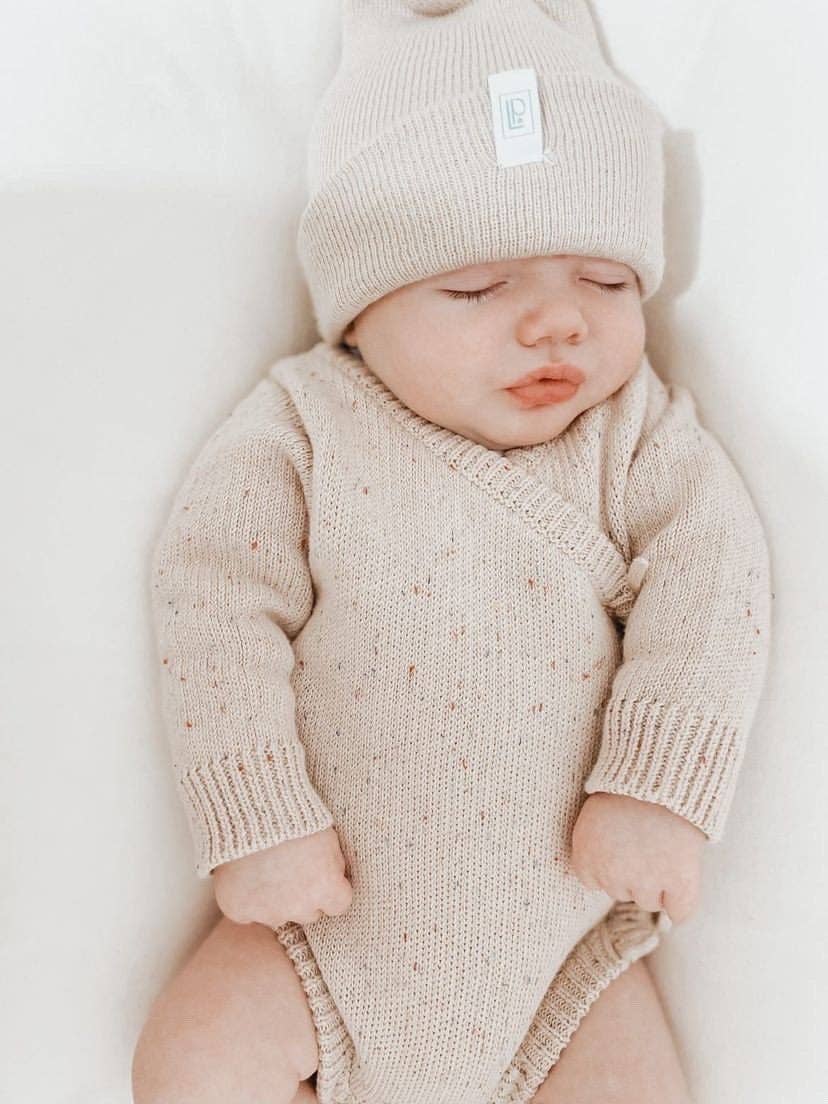 Knit Bodysuit - Beige Speckle: 3-6 Months