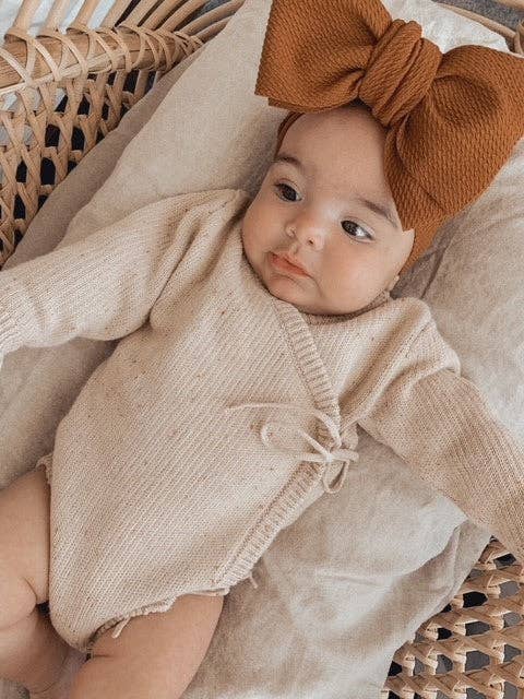 Knit Bodysuit - Beige Speckle: 3-6 Months