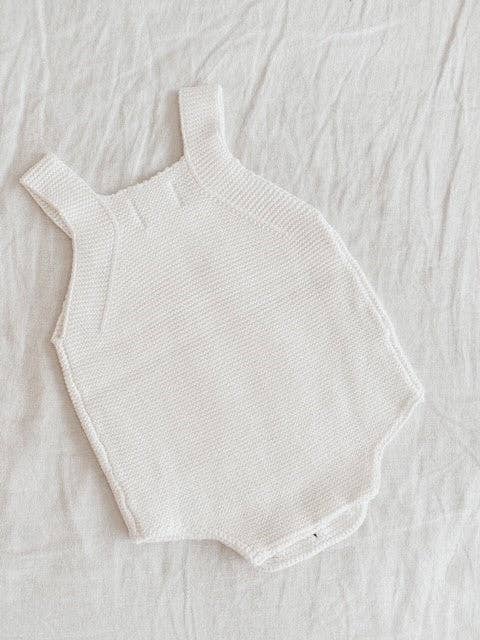 Cotton Knit Romper - White: 0-6 Months