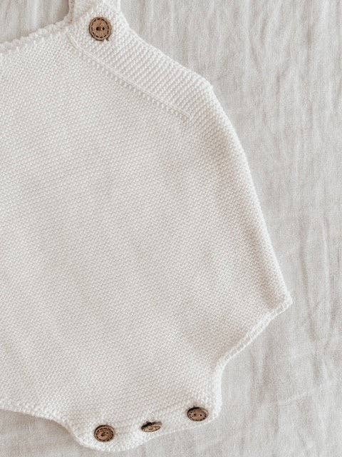 Cotton Knit Romper - White: 0-6 Months