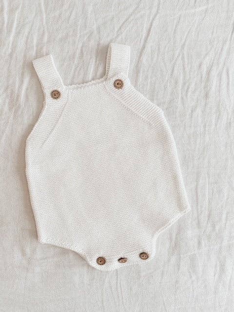 Cotton Knit Romper - White: 0-6 Months